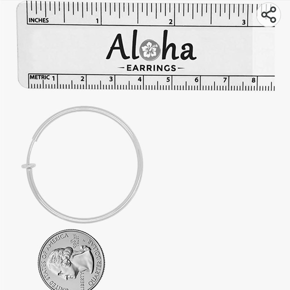 NWT Aloha Clip-On Silver Hoop Earrings - Picture 4 of 8